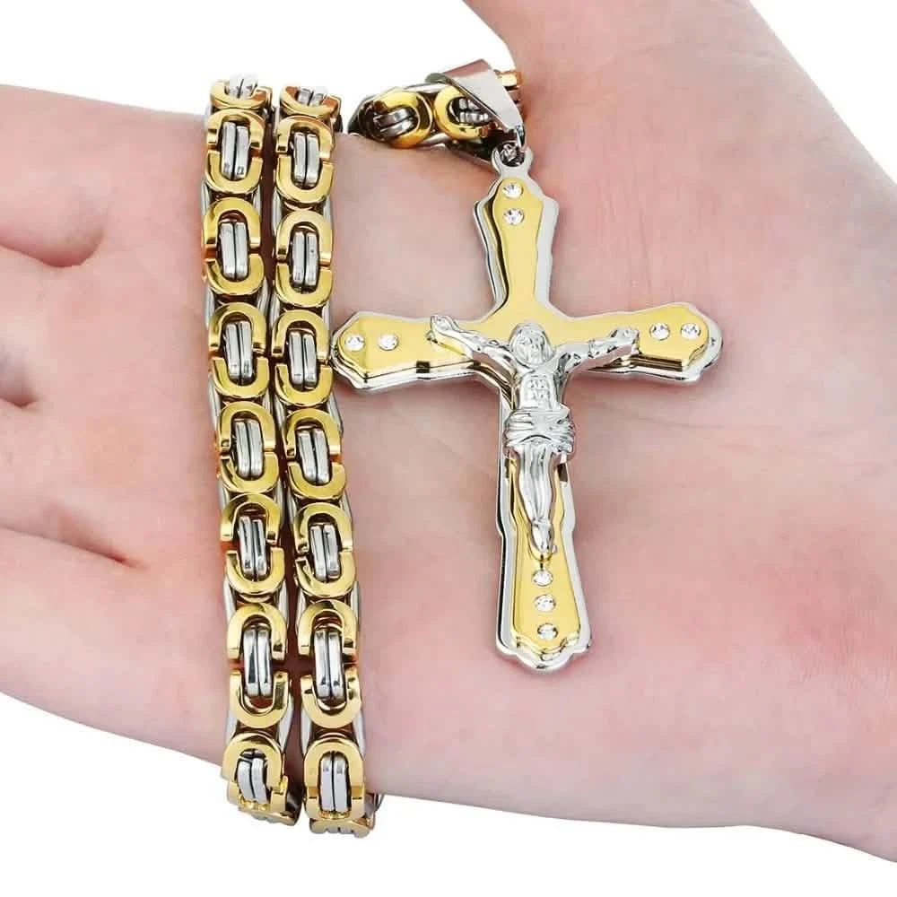Men's Gold Cross Pendant Necklace Necklaces - Tophatter Daily Deals