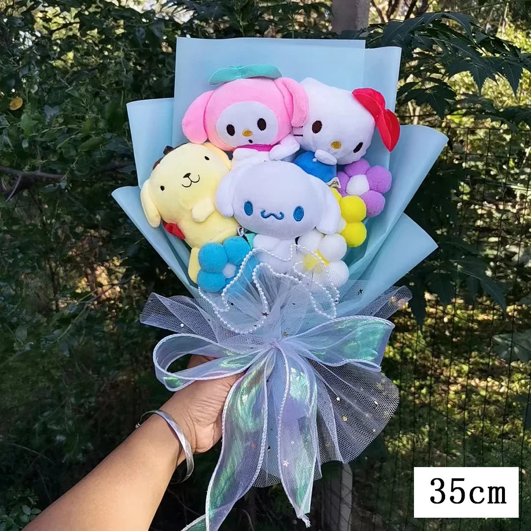 Sanrio Kuromi My Melody Hello Kitty Cinnamoroll Plush Bouquet Sanrio Friends (Mid Blue) Flowers - Tophatter Daily Deals