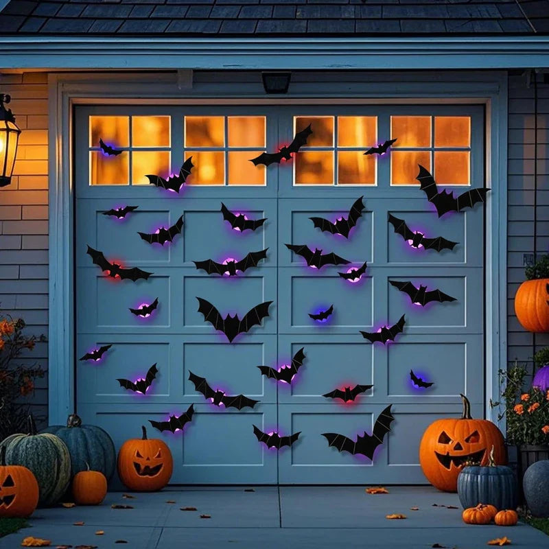 LED Bat Wall Stickers Green 3D Halloween Decor 2025 - Tophatter Daily Deals