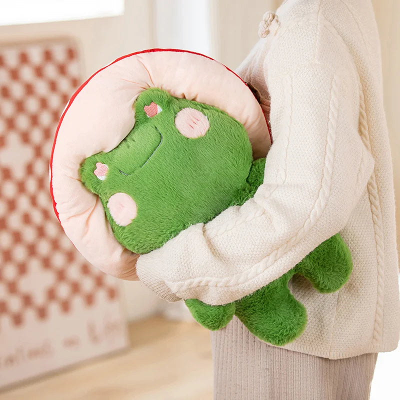 Soft Frog Plushie Stuffed Kawaii Animals Red Mushroom Hat Frogs Animals - Tophatter Daily Deals