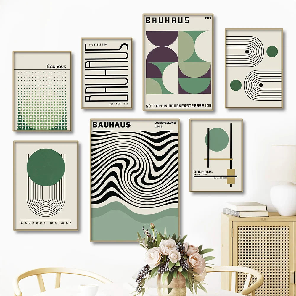 Bauhaus Green Minimalist Wall Art Canvas Print Waterproof - Tophatter Daily Deals