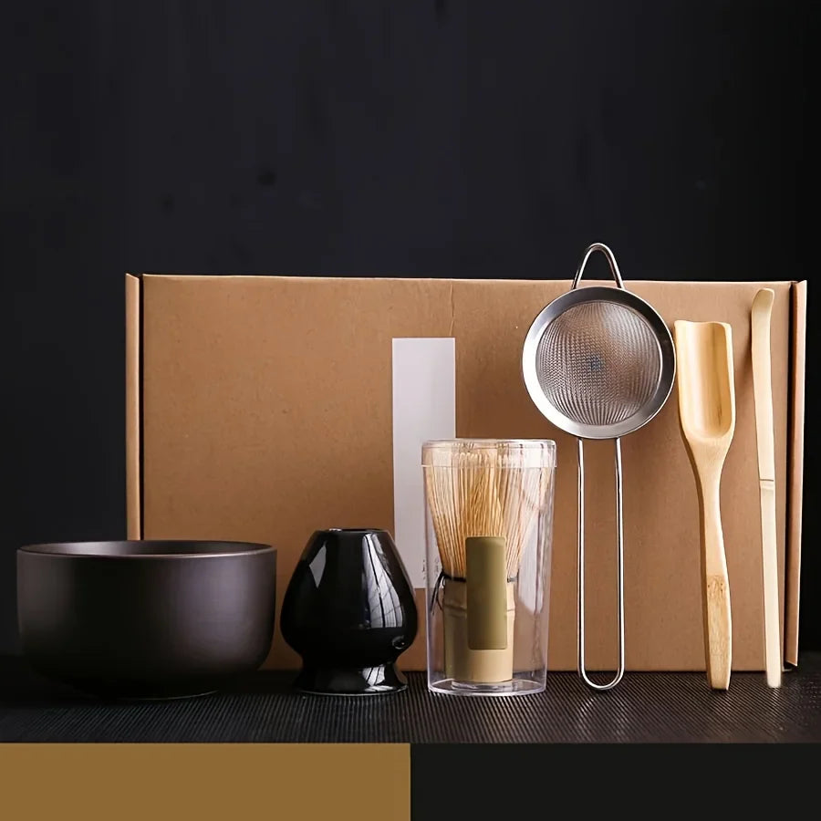 Matcha Tea Set 6Pc Ceramic Bowl Whisk Spoon Gift Ceremony Coffee - Tophatter Daily Deals