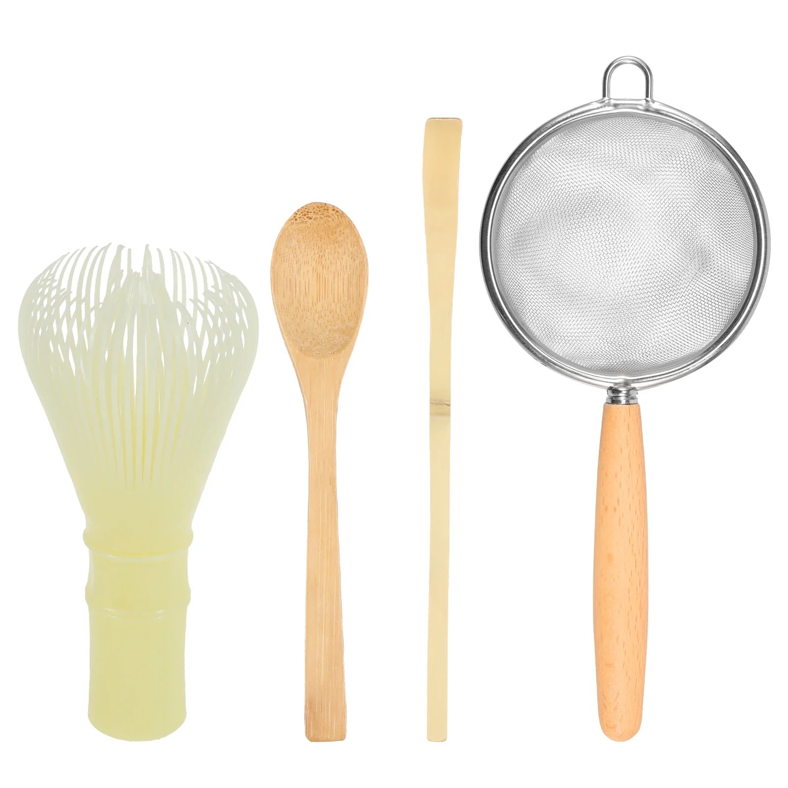 Bamboo Matcha Whisk Set With Holder Scoop Sifter Starter Light green - Tophatter Daily Deals