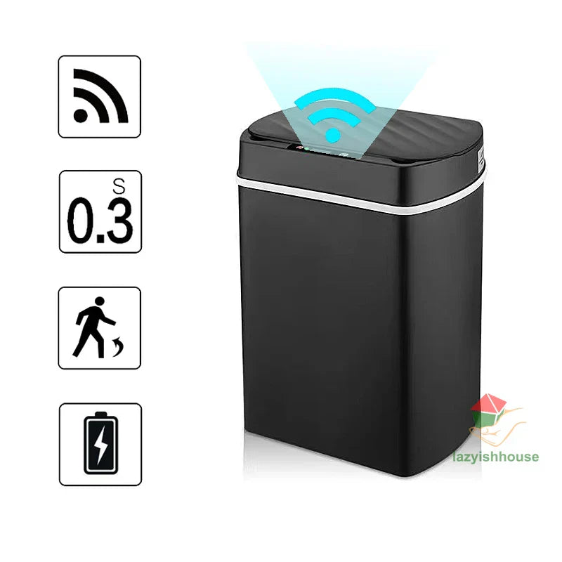 Smart Sensor Trash Can Rectangular Kitchen Bathroom - Tophatter Daily Deals