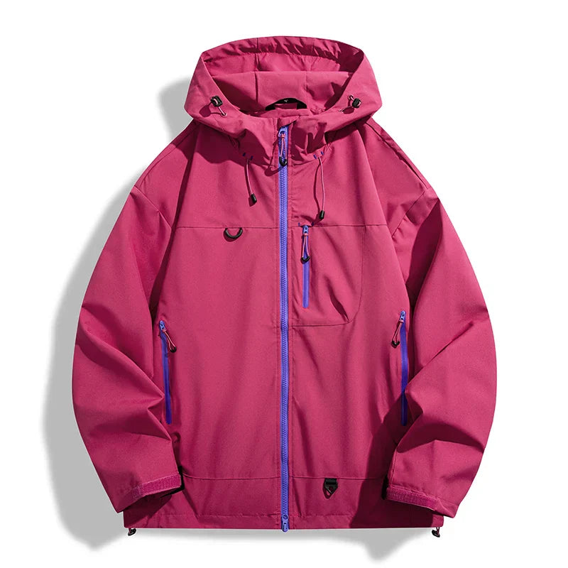 Waterproof Unisex Windbreaker - Hooded Single-Layer, Hiking Red - Tophatter Daily Deals