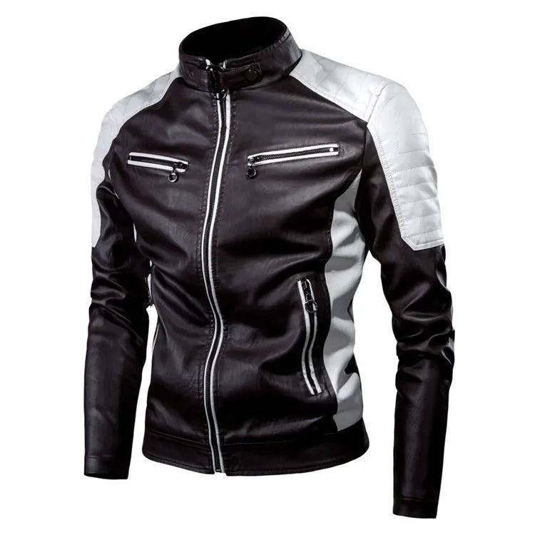 Men Slim Fit PU Moto Leather Jacket (Black) Apparel & Accessories > Clothing > Outerwear > Coats & Jackets - Tophatter Daily Deals