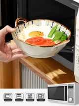 Ceramic 7.5 Inch Noodle Bowl With Handles Floral Porcelain - Tophatter Daily Deals