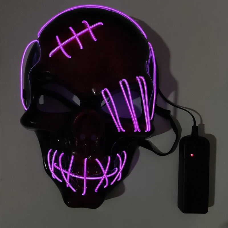 LED Glowing Skull Mask Full Face Halloween 2025 Cosplay - Tophatter Daily Deals