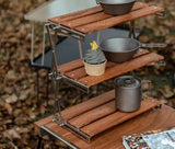 Portable 3-Tier Camping Rack Foldable Brown Camp Furniture - Tophatter Daily Deals