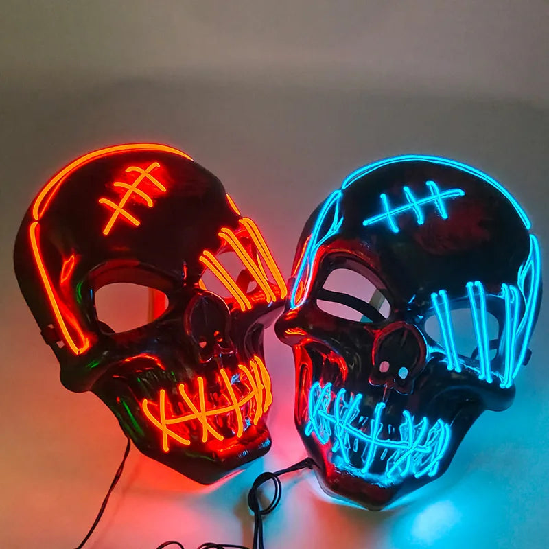 LED Glowing Skull Mask Full Face Halloween 2025 Cosplay - Tophatter Daily Deals