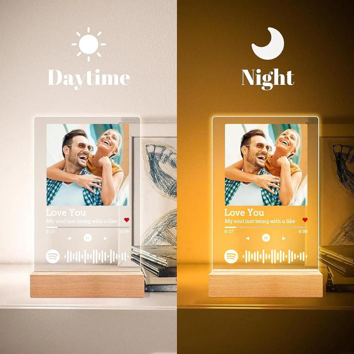 Customized Spotify Music Plaque Gifts For Anniversary Day Personalized Acrylic Photo Frame Lamp Custom Romantic Birthday Gifts - Tophatter Daily Deals