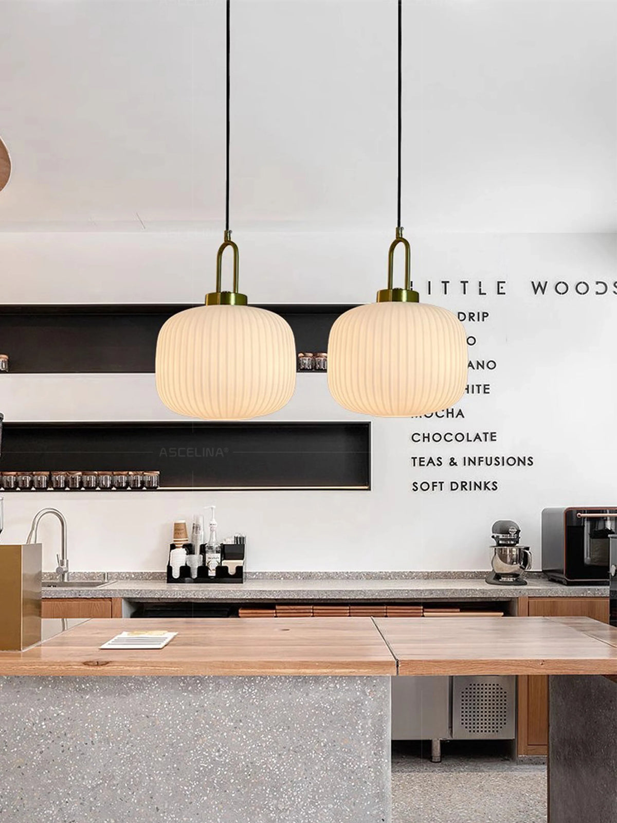 Japandi Glass Pendant Light Japanese Nordic Hanging Lamp Warm - Tophatter Daily Deals