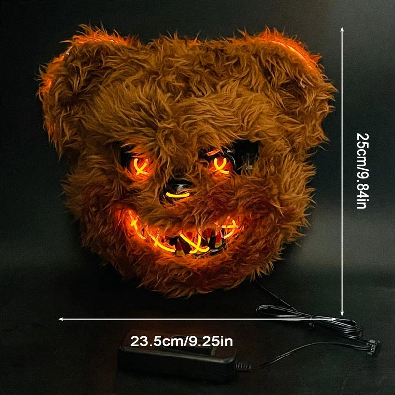 Halloween LED Mask Faux Fur Bunny Bear Cosplay Spooky Bear With Light - Tophatter Daily Deals