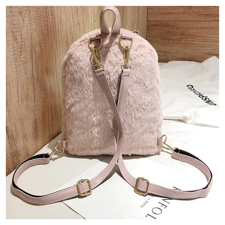 Faux Fur Mini Rabbit Ear Backpack Animals - Tophatter Daily Deals