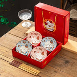 Japanese Hand Painted Ceramic Bowl Set With Chopsticks B-4Bowl 4chopsticks - Tophatter Daily Deals