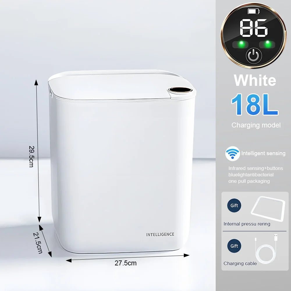 Smart Sensor Trash Can 20L Type C Rechargeable Bathroom White 18L - Tophatter Daily Deals