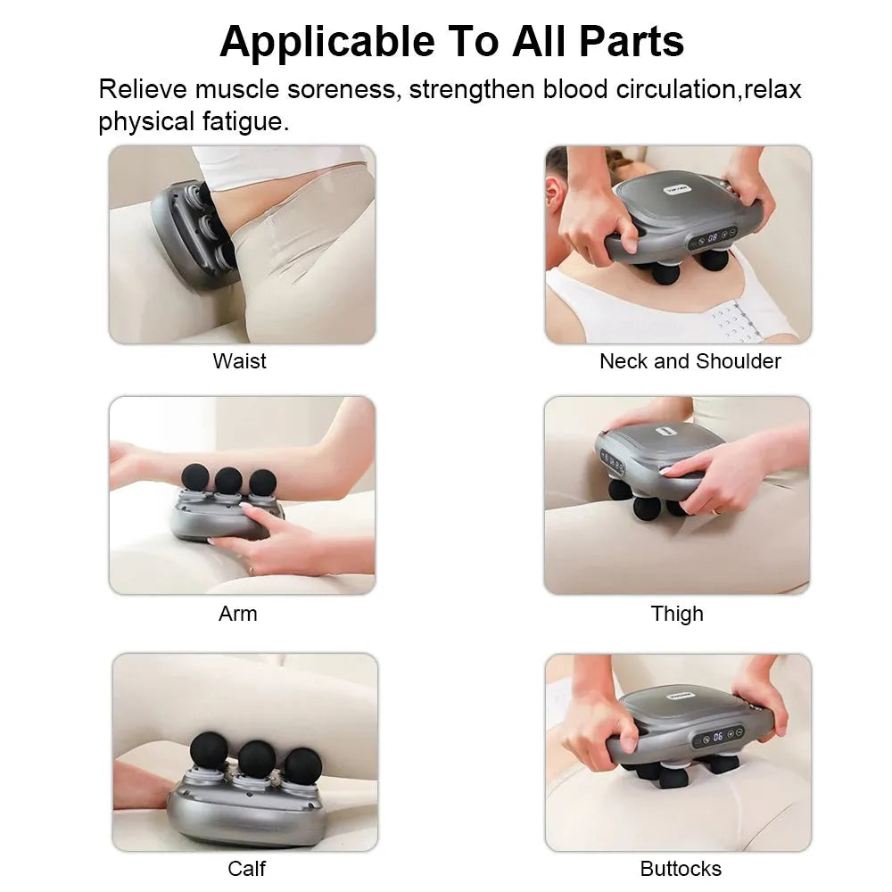 Fascia Gun Muscle Massager Gun High Frequency Back Waist Massage Machine Six-head Body Shoulder Professional Fascia Massage Gun - Tophatter Daily Deals