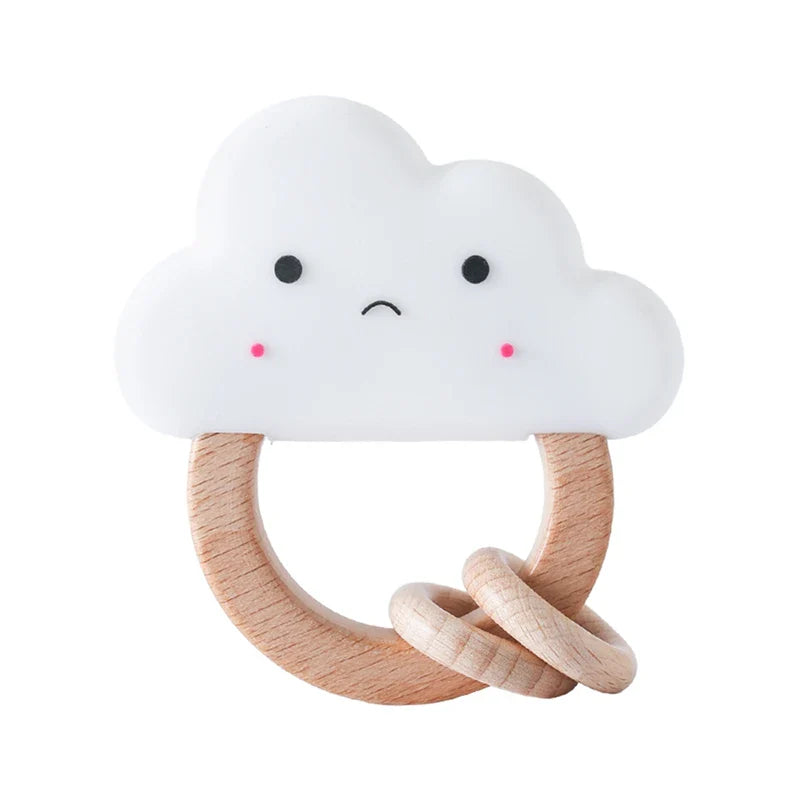 Crochet Bear Teether Rattle Ring Newborn Sensory Toys Cloud 01 - Tophatter Daily Deals