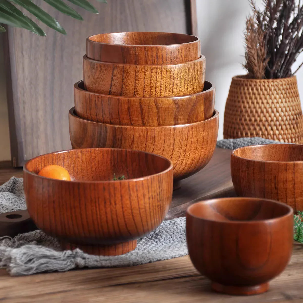 Jujube Wood Soup Bowls Solid Wooden Japanese Bowls - Tophatter Daily Deals