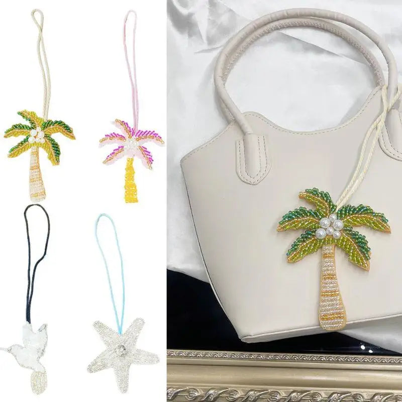 Coconut Tree Sequin Patch Keyring Bag Pendant Handmade - Tophatter Daily Deals