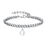 Initials Cuban Link Bracelet Stainless Steel Adjustable O - Tophatter Daily Deals