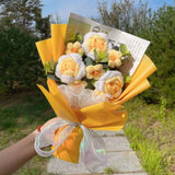 Crochet Knitted Plush Flowers Bouquet Yellow x White Flowers - Tophatter Daily Deals