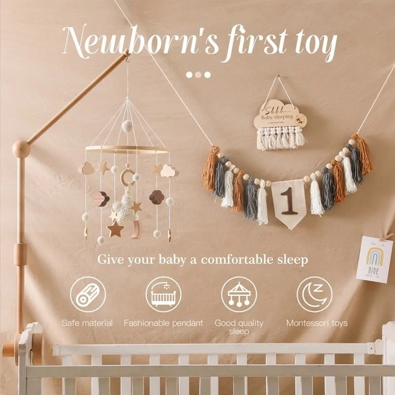 Wooden Baby Mobile With Music Box Newborn Sensory Toys - Tophatter Daily Deals