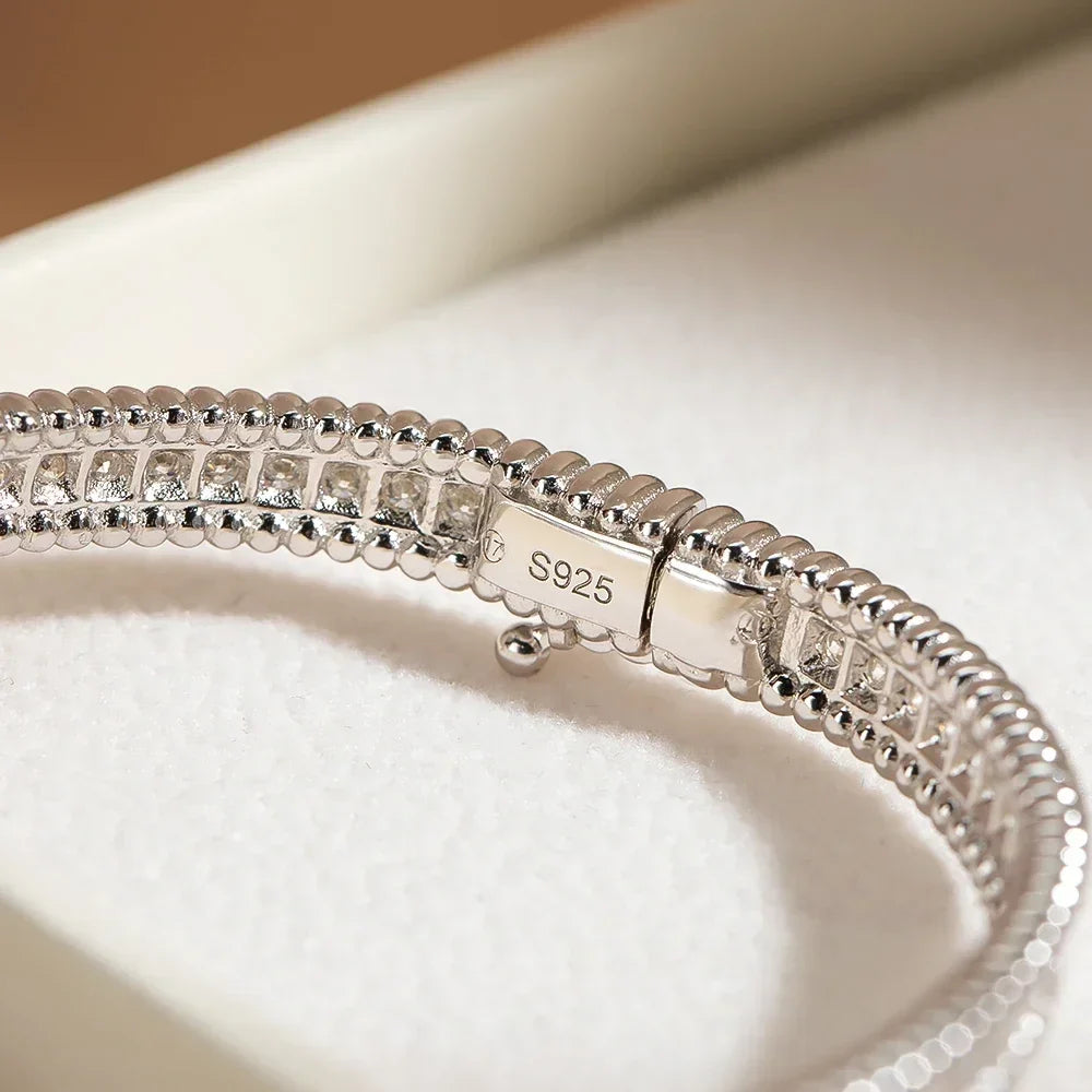 Moissanite 2mm Bracelet 18K Gold Plated Tennis Bangle - Tophatter Daily Deals