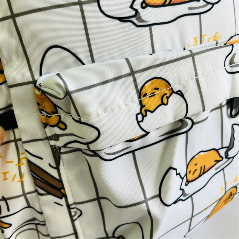 Sanrio Gudetama White Backpack Rucksack Schoolbags Travel Lazy Egg Food - Tophatter Daily Deals