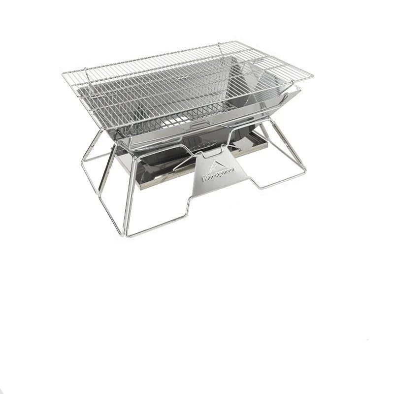Folding Portable Barbecue Grill Camping Silver Outdoor Grills - Tophatter Daily Deals