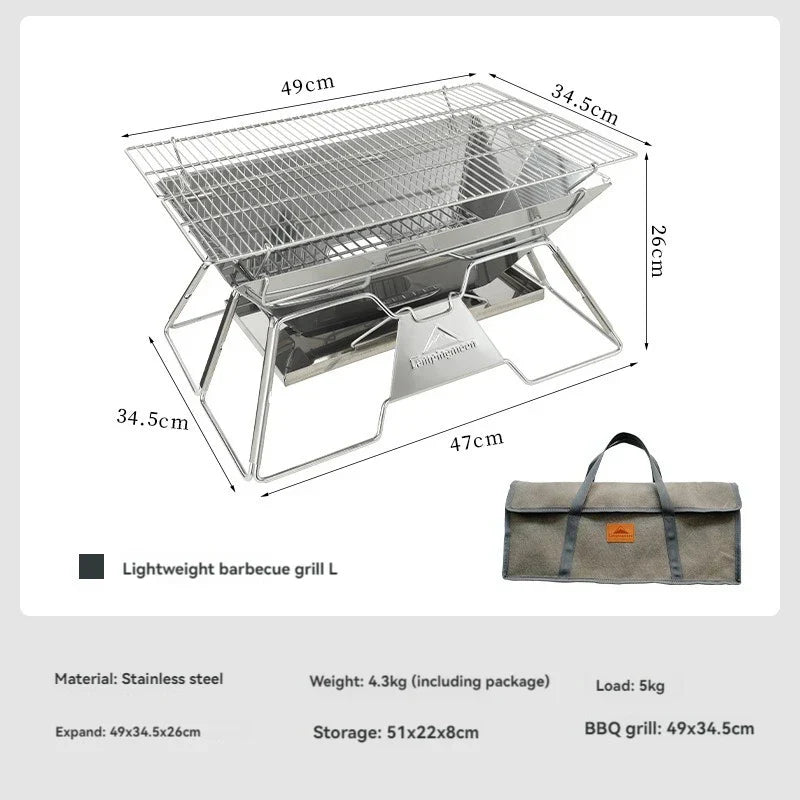 Folding Portable Barbecue Grill Camping Silver Outdoor Grills - Tophatter Daily Deals