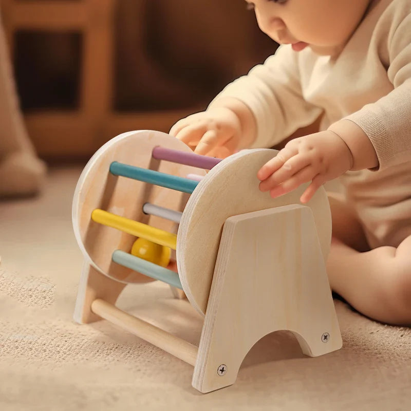Montessori Wooden Busy Drum Newborn Sensory Toys Learning - Tophatter Daily Deals
