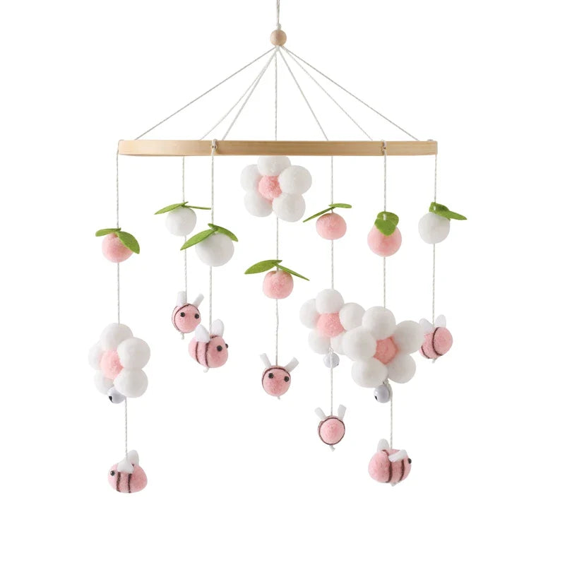 Baby Crib Mobile Wooden Musical Newborn Sensory Toys Bee-Pink - Tophatter Daily Deals
