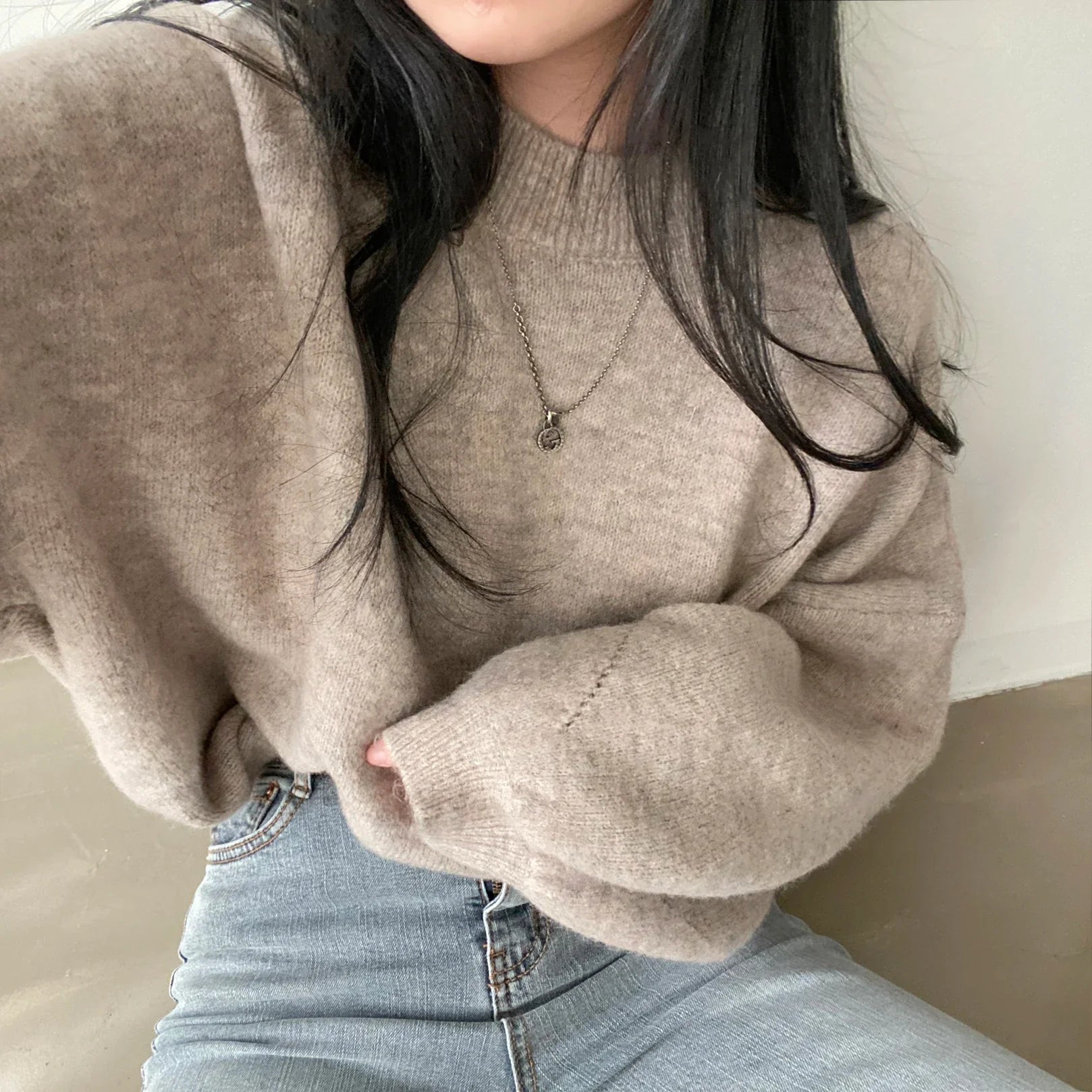 Oversized Cozy Women's Pullover - O Neck, Knit, Office Wear - Tophatter Daily Deals