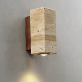 Japandi Yellow Marble LED Wall Sconce Wabi Sabi Bedside Light - Tophatter Daily Deals