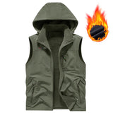 Warm Versatile Men Hooded Vest - Fleece Lined, Nylon, Outdoor - Tophatter Daily Deals