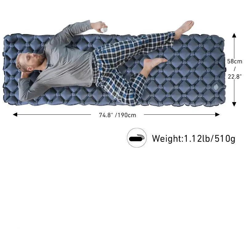Inflatable Camping Sleeping Pad Nylon Air Mattress Blue - Tophatter Daily Deals
