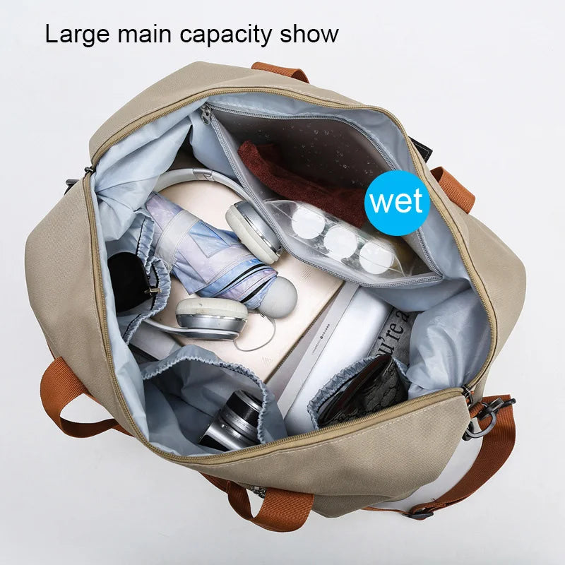 Nylon Travel Gym Duffel Bag Khaki Duffel Bags - Tophatter Daily Deals