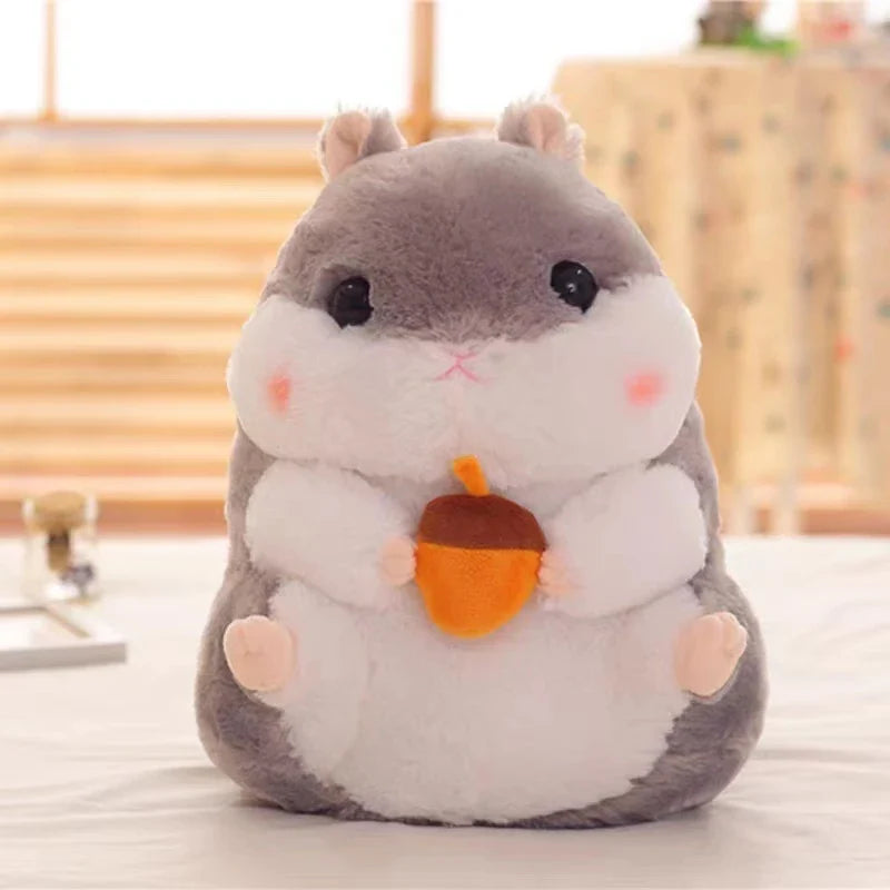 Chubby Hamster Pastel Woodland Plush With Nuts and Acorns 55cm Grey Animals - Tophatter Daily Deals