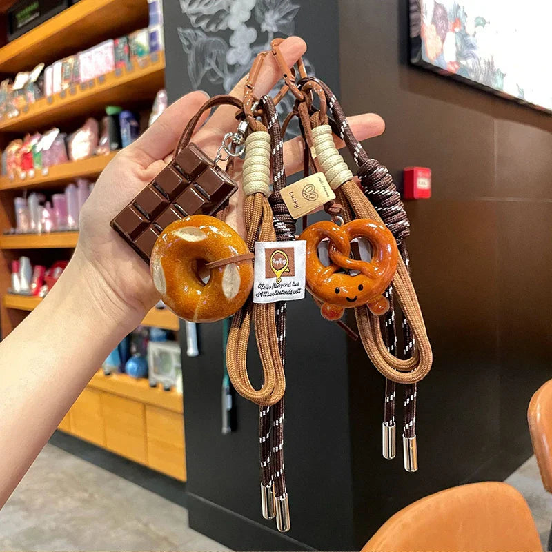 Woven Rope Bowknot Keychain With Cute Pastry Charms - Tophatter Daily Deals