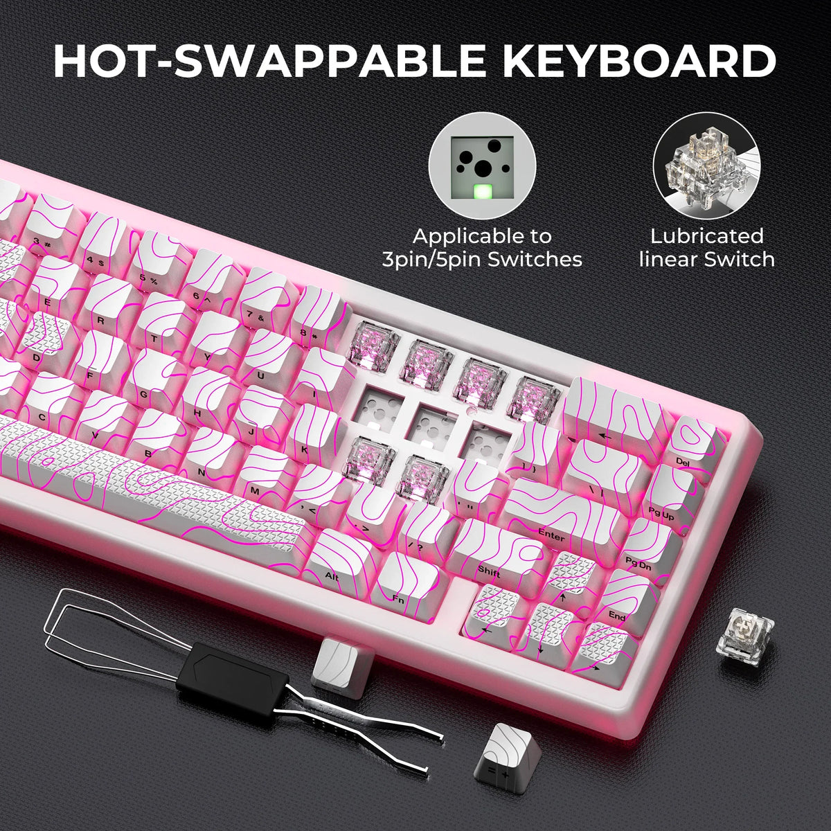 Mechanical Keyboard M67 67 Key Gasket Hot Swappable RGB - Tophatter Daily Deals