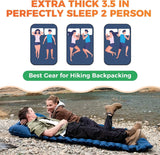 Double Sleeping Pad Inflatable Camping Navy Blue Camping & Hiking - Tophatter Daily Deals
