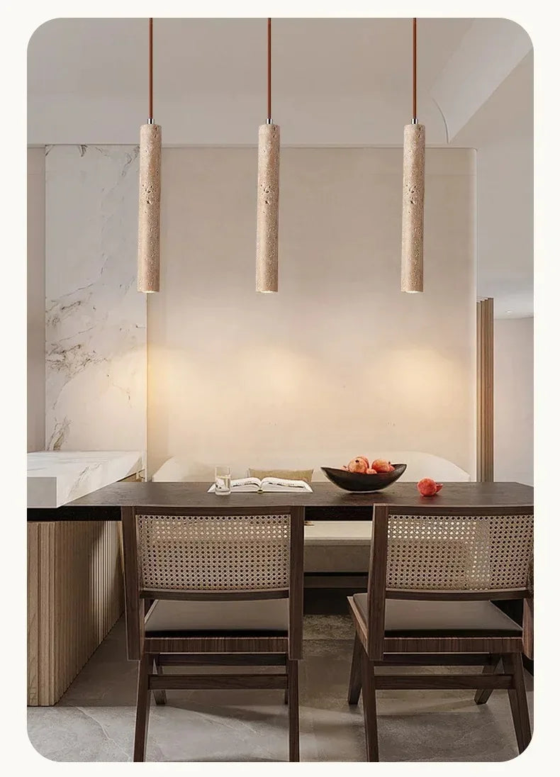 Japandi LED Pendant Lamp Wood Tube Japan Style Bedroom Light - Tophatter Daily Deals