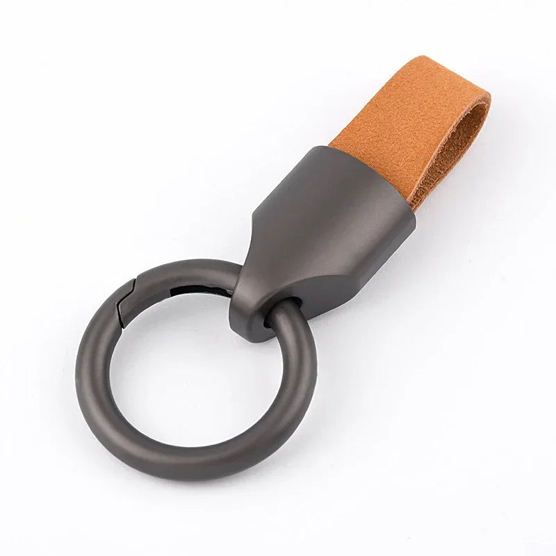 Cowhide Leather Keychain Carabiner Ring Everyday Carry F - Tophatter Daily Deals