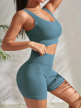 Women's Seamless Ribbed Yoga Set Grey Green United States Fitness & Exercise - Tophatter Daily Deals