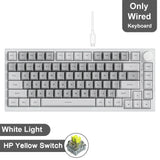 Mechanical Bluetooth Gaming Keyboard 75 Percent Hot Swap AK820 White Gray - Tophatter Daily Deals