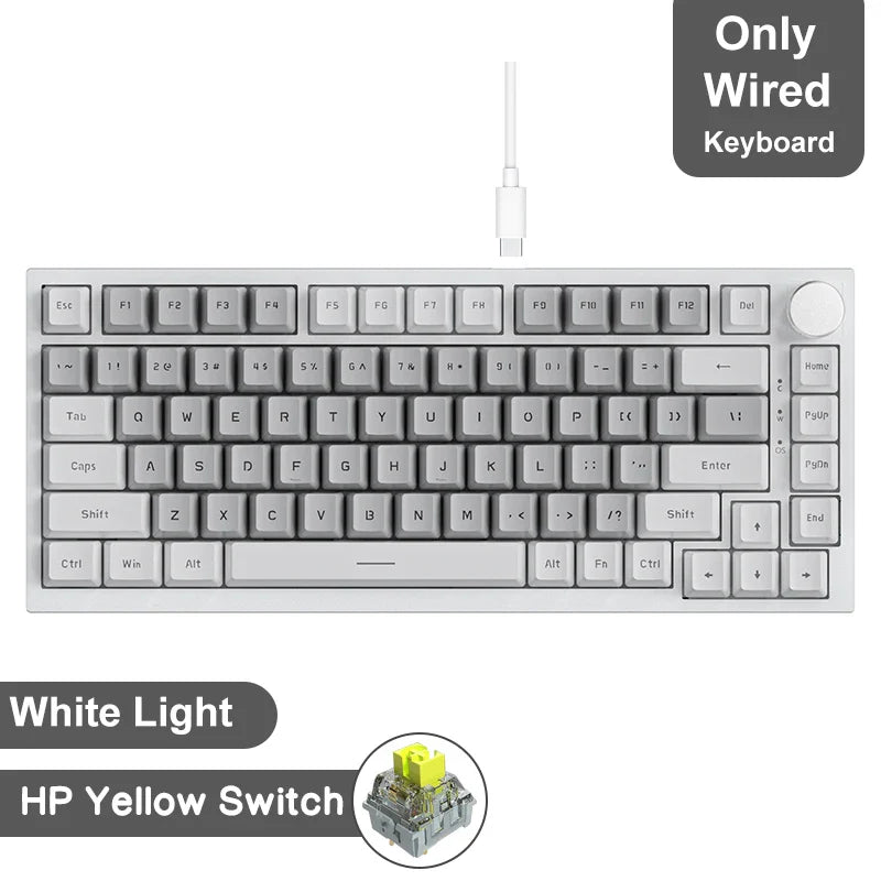Mechanical Bluetooth Gaming Keyboard 75 Percent Hot Swap AK820 White Gray - Tophatter Daily Deals
