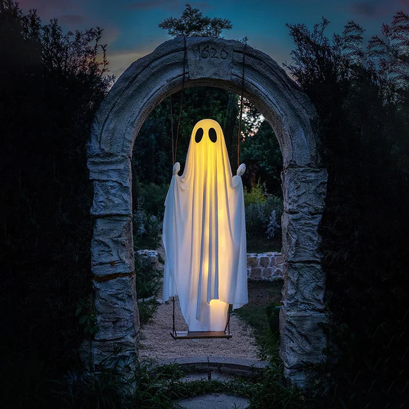 Hanging Swing Ghost Decoration Halloween 2025 Porch Lights - Tophatter Daily Deals