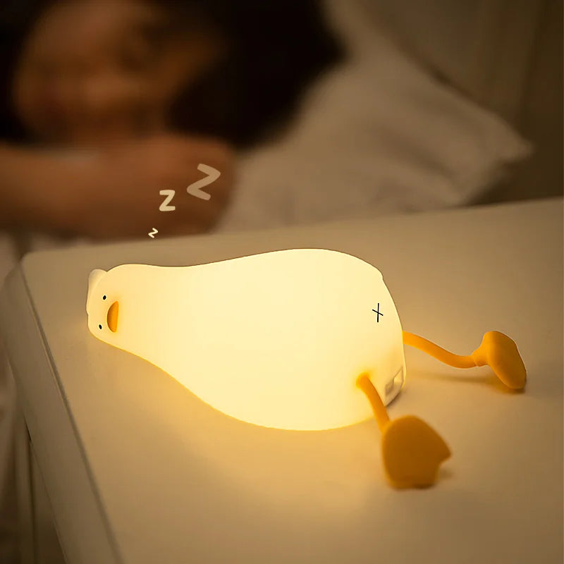 Duck Rechargeable LED Night Light Pat Silicone Lamp Bedside Nightlight Animals - Tophatter Daily Deals