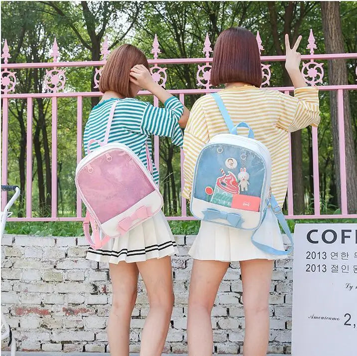 Clear Transparent Bow School Backpack Rucksack Japanese School Mythical - Tophatter Daily Deals